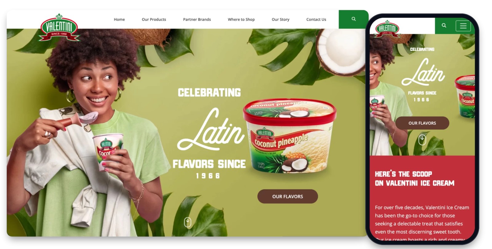 Valentini Ice Cream Website & Packaging