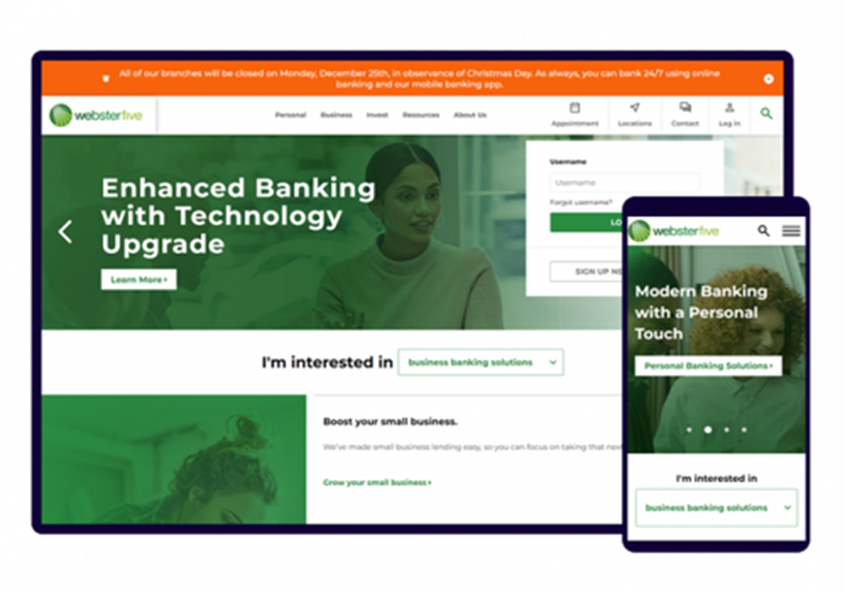 Homepage redesign, local & on-page SEO - Webster Five Cents Savings Bank