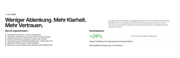 Pixelplan Webdesign Project - KLEIN & PARTNER 