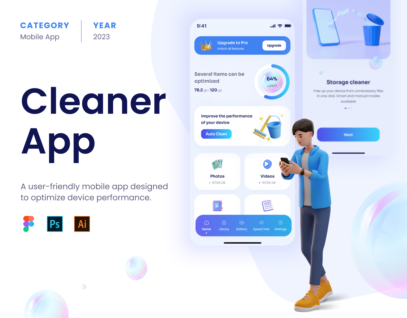 ANODA | Product Design Agency | UI UX Design | Project - Cleaner | Mobile device optimization app | UX/UI