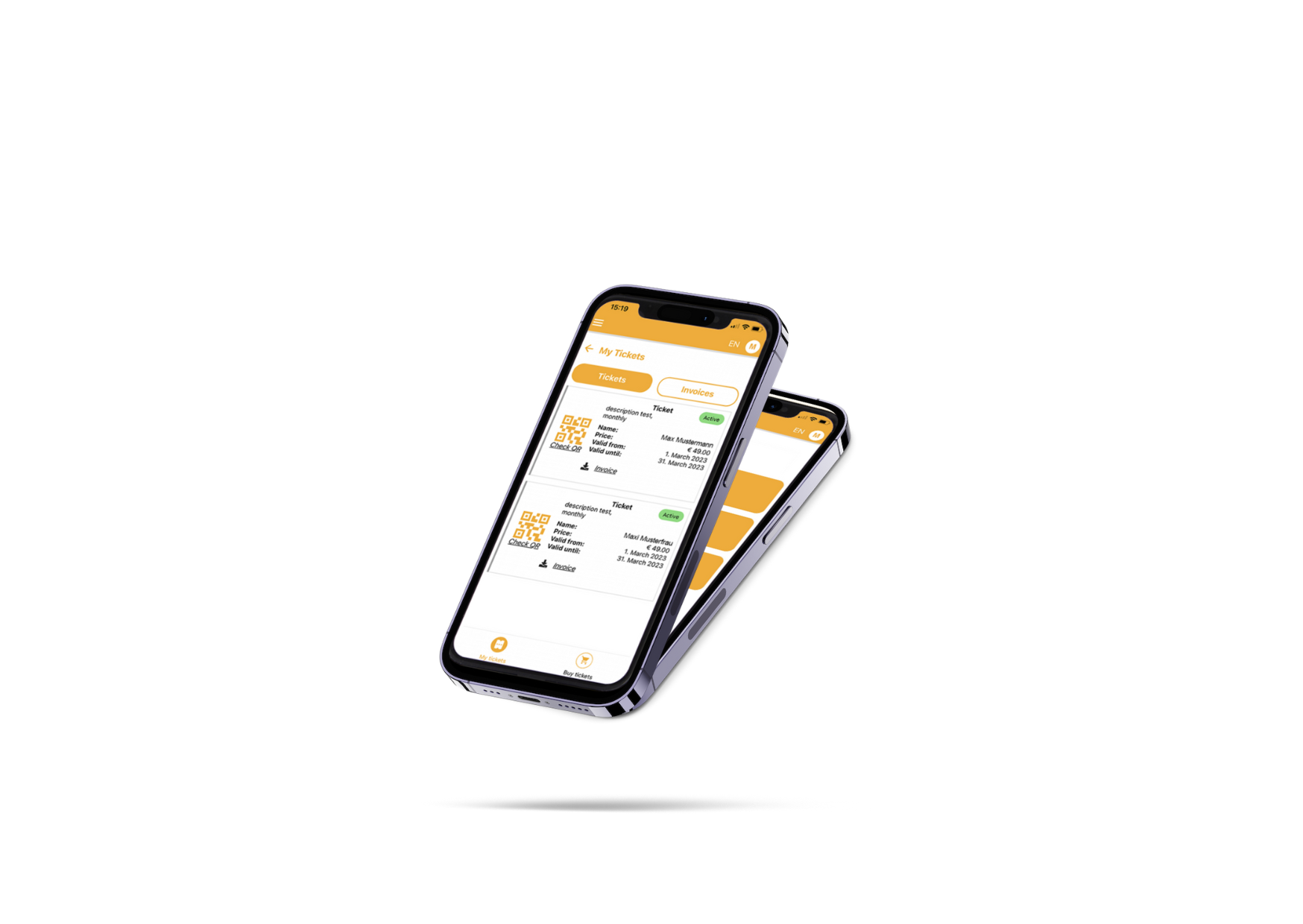 Mobile application for selling tickets