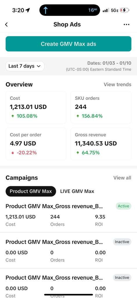 GMV Forge Project - GMV Max Ads Case Study: 9.35x ROAS in a 7-day test