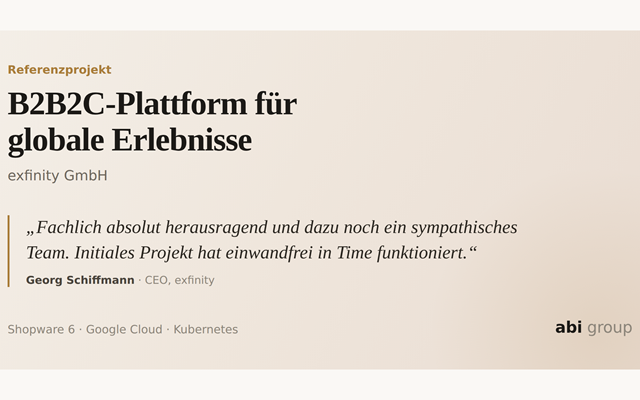 abi group GmbH Project - B2B2C platform for global experiences on Shopware 6
