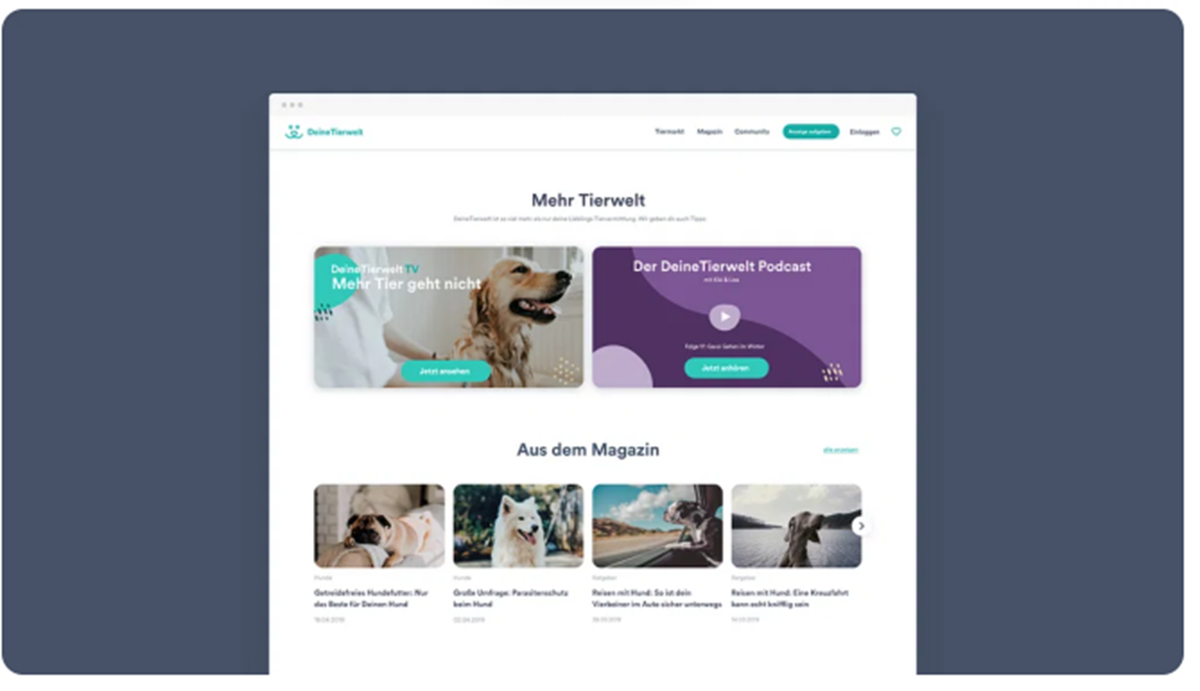 Identité de marque, UI et X pour une plateforme dédiée aux animaux
