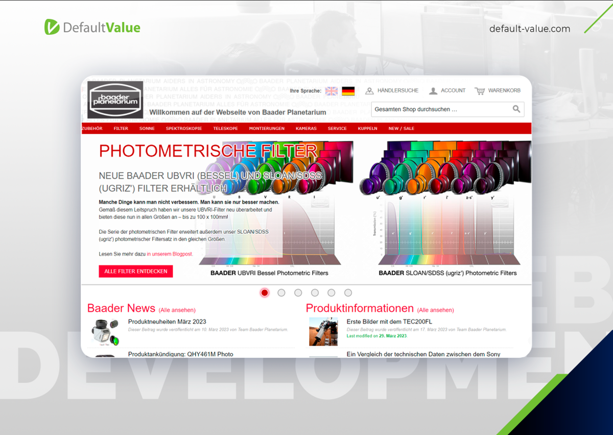 Optimisation web, adaptation, migration, design - Baader Planetarium GmbH