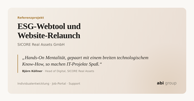 abi group GmbH Project - ESG Web Tool and Website Relaunch for a Real Estate Investment Firm