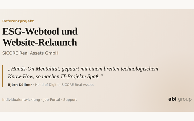 abi group GmbH Project - ESG Web Tool and Website Relaunch for a Real Estate Investment Firm