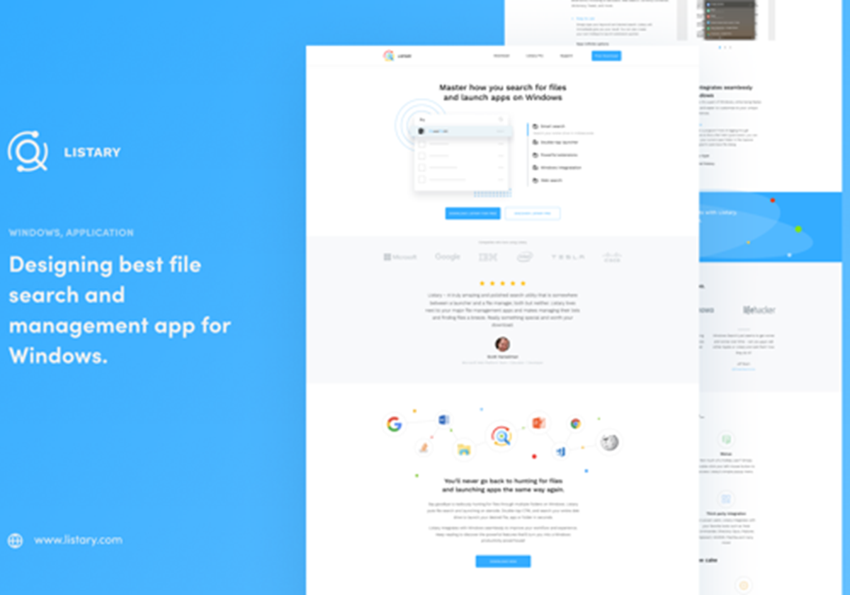 Listary. Windows application (UI/UX design, Logo, Branding) - 