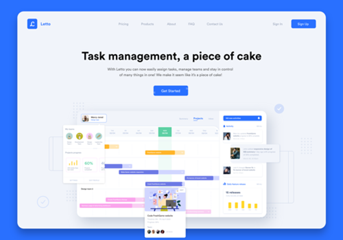 Letto - Dashboard and Website UX/UI - 
