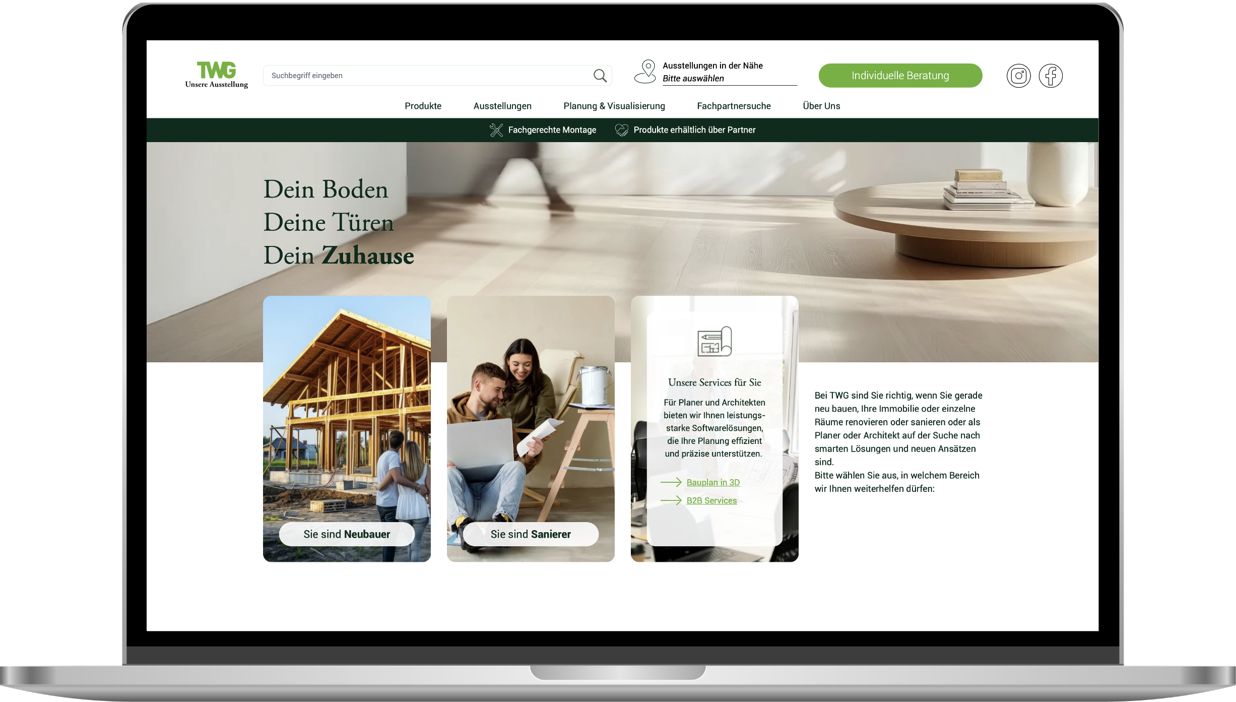 Kommdirekt GmbH Project - TWG - Interactive website for exhibition & sampling