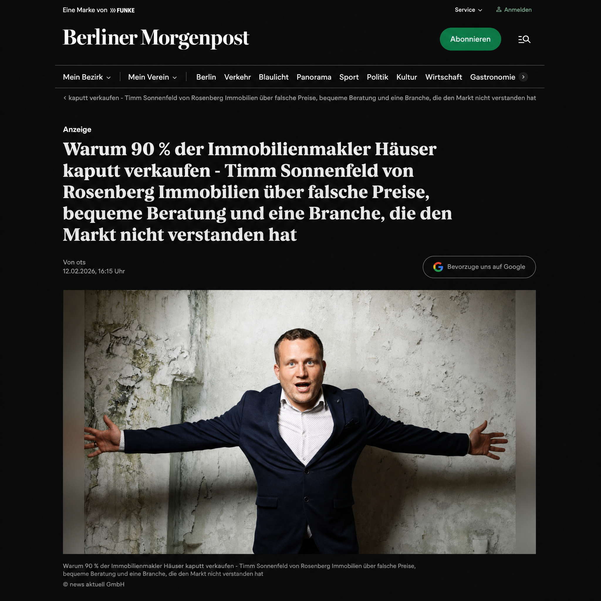Vom Makler unter vielen zur meinungsstarken Stimme in der Berliner Morgenpost