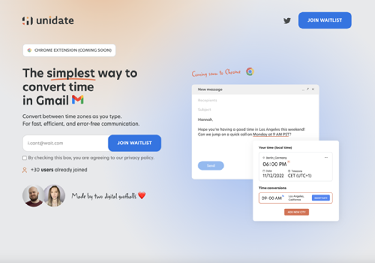 Design & Development of a SaaS landing page - Unidate