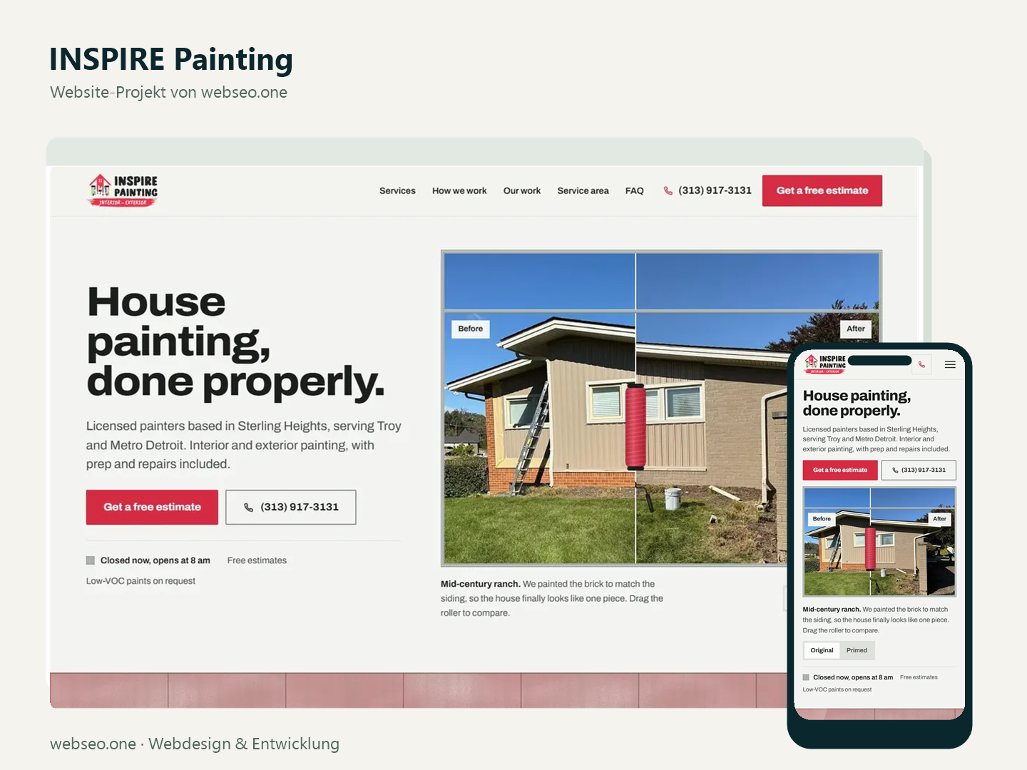 webseo.one Project - INSPIRE Painting, Website for the U.S. Market