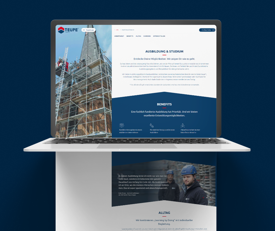 teamblau Internetmanufaktur Project - New career website for Teupe Gerüstbau