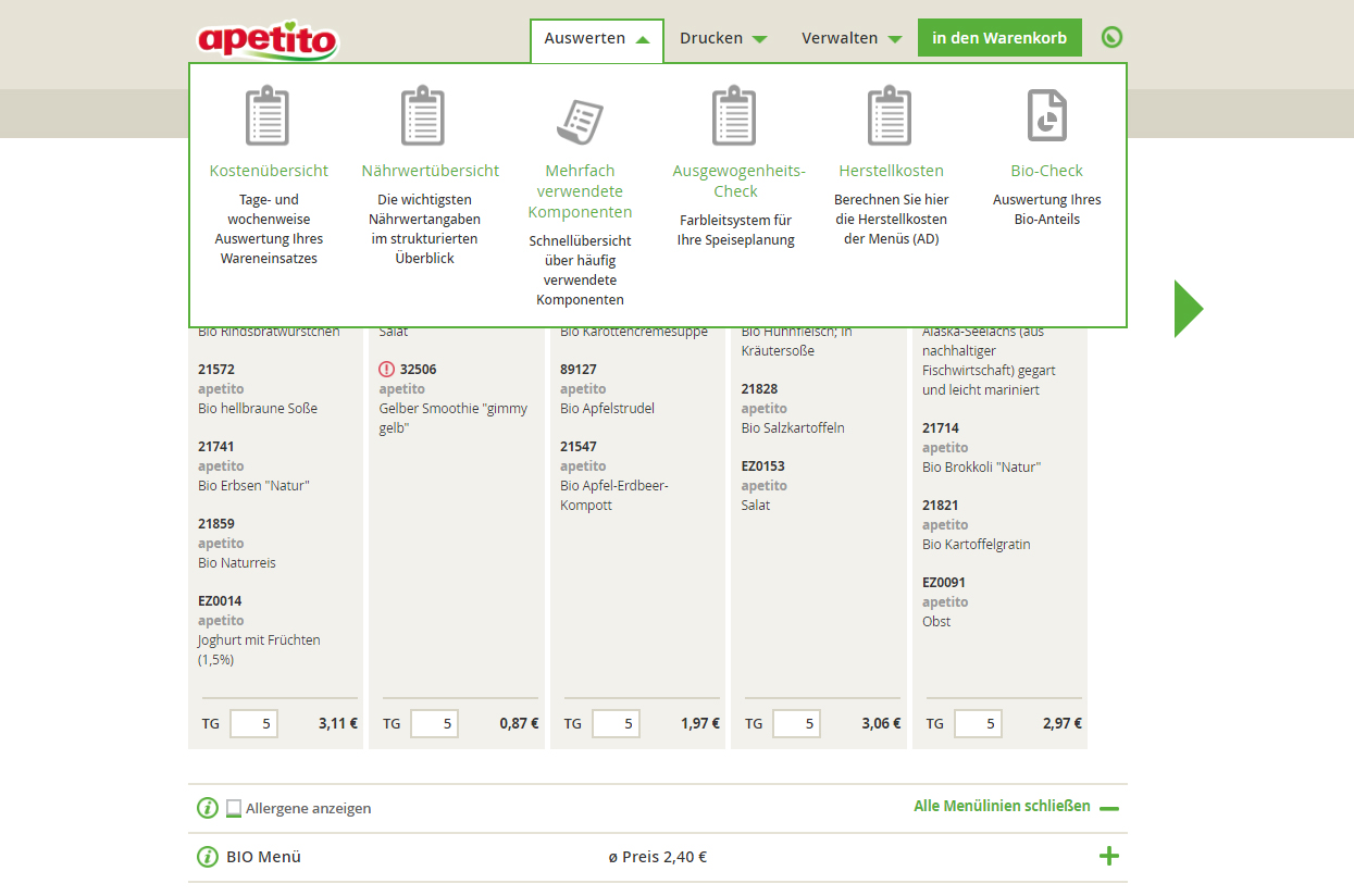 lise GmbH Project - B2B web portal for digital meal planning