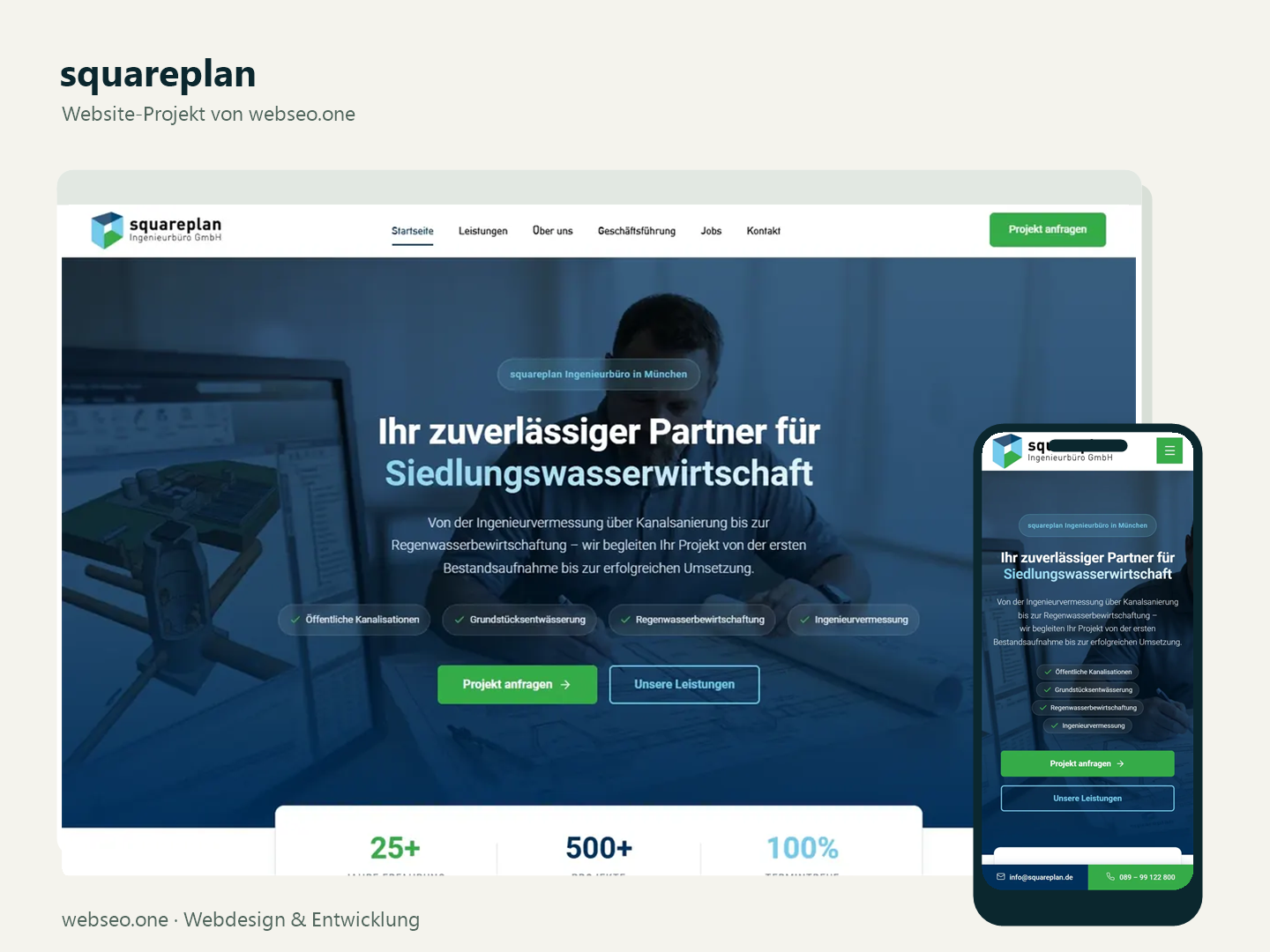 webseo.one Project - squareplan, Web Design for an Engineering Firm