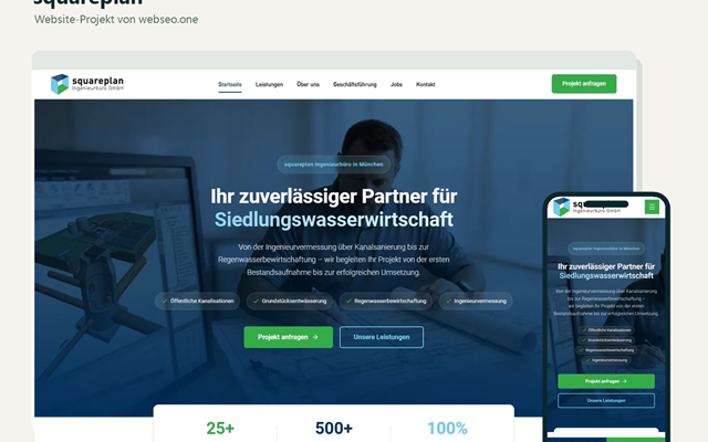 webseo.one Project - squareplan, Web Design for an Engineering Firm