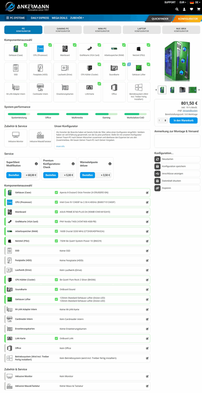 Product configurator software with artificial intelligence for the online store