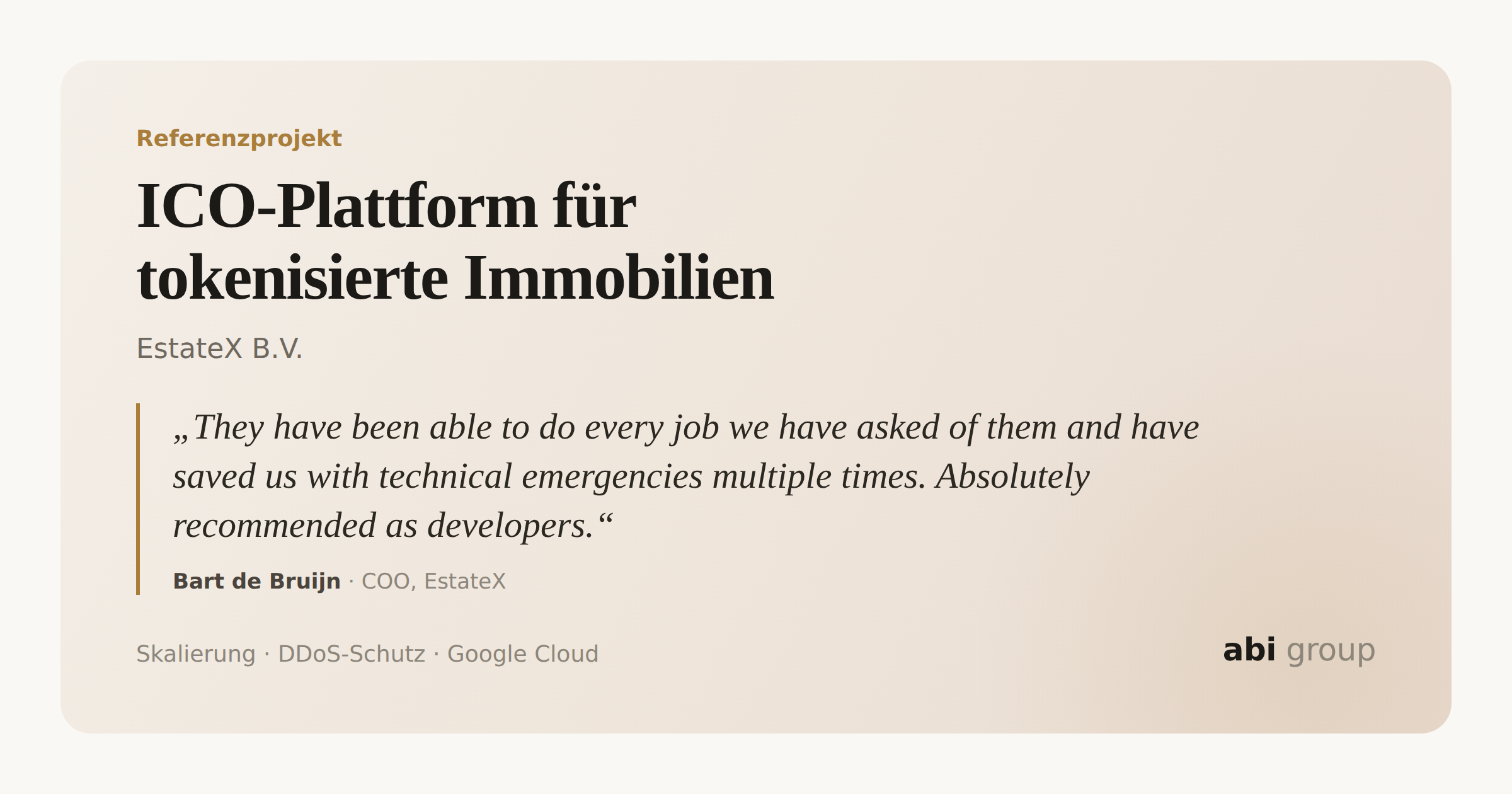 abi group GmbH Project - ICO platform for tokenized real estate investments