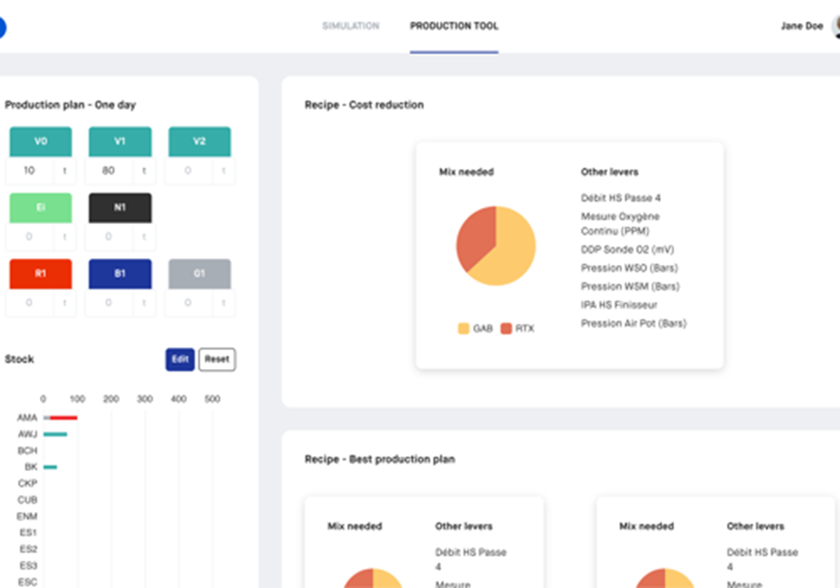 Web application for a production predictive model - 